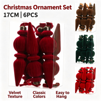 Hiasan Gantung Pohon Natal Mewah Grosir, Set Icicle Berlapis Burgundy, Bola Natal Bentuk Khusus, Ornamen Liburan