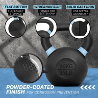 Kettle Bell avec logo personnalisé Kettlebell de compétition en fonte à revêtement en poudre noire de 4 à 48kg