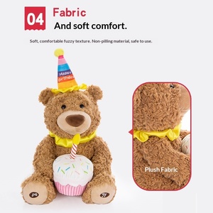 Ours en peluche de dessin animé pour gâteau d'Halloween, jouet électrique chantant et souffleur de bougies HongRuiKe, unisexe, tous âges, vente en gros directe d'usine - Product Image 2