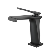 Robinet de lavabo contemporain noir mat chromé à levier unique, supporte le logo personnalisé