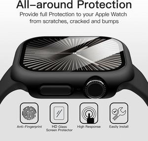 Étui de montre étanche personnalisé pour Apple Watch Series 12, verre PC deux en un, protection de montre intelligente pour IWatch SE 4 46 mm, couverture complète - Product Image 3