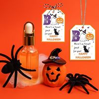Étiquettes cadeaux en papier Halloween, fantôme, citrouille, chat noir, 50 pièces par sac, 9x6,4 cm avec ficelle de 10 m, dos vierge pour sacs de bonbons et fêtes