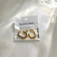 Anting-anting bunga persegi vintage berlapis emas 18K dari stainless steel, hadiah untuk wanita
