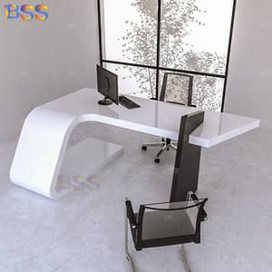 L a forma di tavolo da ufficio azienda <span class=keywords><strong>Design</strong></span> moderno studio odontoiatrico medico tavolo bianco nero in marmo artificiale tavolo da ufficio - Product Image 4