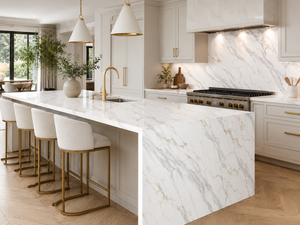 UNION STONE Calacatta Silver Aura, Losa de Cuarzo Artificial Impresa, Super Jumbo, Ecológica, Diseño Moderno, para Encimeras de Cocina - Product Image 2