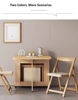 Ensemble de meubles combinés : Table pliante multifonctionnelle en bois massif au design peu encombrant et chaise de salle à manger mobile à roulettes universelles