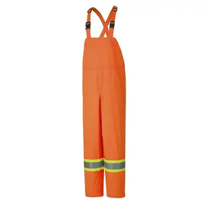工厂供应牛津涤纶橙色高能见度防水反光安全防雨围兜工作服