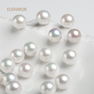 Perles rondes blanches Edison naturelles <span class=keywords><strong>de</strong></span> qualité supérieure, <span class=keywords><strong>prix</strong></span> <span class=keywords><strong>de</strong></span> gros d'usine EUSHARON, parfaites pour la fabrication <span class=keywords><strong>de</strong></span> bijoux - Product Image 4
