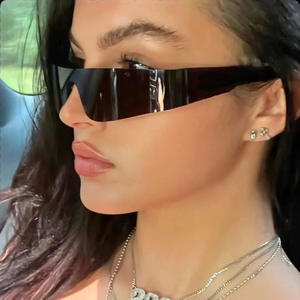 Tendance mode une pièce dames lunettes de soleil dégradé <span class=keywords><strong>futuriste</strong></span> sans cadre Design personnalisé Punk sport Style argent rouge bleu gris <span class=keywords><strong>PC</strong></span> - Product Image 2