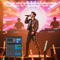 NOUVEAU Mixeur audio RGB 4 canaux avec 2 microphones sans fil pour l'enregistrement et le streaming en direct, équipement Bluetooth