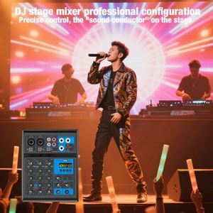 NUEVO Mezclador de Audio RGB de 4 Canales con Micrófono Inalámbrico de 2 Canales para Transmisión en Vivo, Equipo de Grabación, Bluetooth - Product Image 4