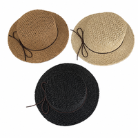 Gaya Musim Panas Prancis~2026 Topi Bulu Datar Baru Wanita Pelindung Matahari Pantai, Mengecilkan Wajah, Elegan, Dapat Disesuaikan, Trendi