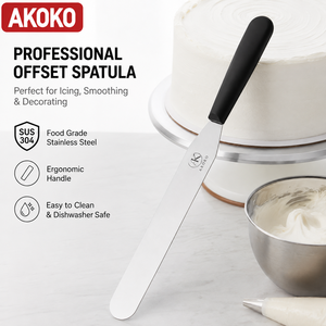 AKOKO Spatola Professionale in Acciaio Inox per Torte, Utensile Alimentare per Lisciare Creme e Glassa, Strumento per Decorazione Pasticceria - Product Image 1