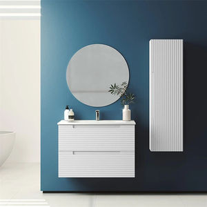 Mobile da Bagno Sospeso di Lusso Moderno con Lavabo Singolo e Doppio, Mobiletto Scanalato con Pellicola Laminata per Appartamento - Product Image 6