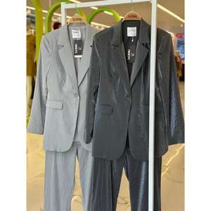 Conjunto de Blazer de Satén para Mujer, Color Negro, Formal, Manga Larga, Cintura Media, para Fiesta - Product Image 3