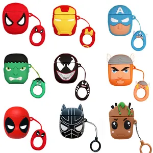 Fundas de Silicona de <span class=keywords><strong>Marvel</strong></span> Iron Man, Kobe, Spiderman y Black Panther para Airpods 1/<span class=keywords><strong>2</strong></span>, Protectoras para Auriculares Inalámbricos, Funda de Carga - Product Image 1