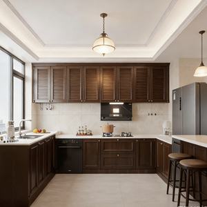 Gabinetes de Cocina Clásicos Americanos de Madera Sólida con Molduras Decorativas, Diseñados para Villas y <span class=keywords><strong>Residencias</strong></span> de Alta Gama - Product Image 4