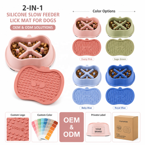 ชามอาหารสุนัขแบบ 2 in 1 ทำจากซิลิโคน ช่วยให้กินช้าลง พร้อมแผ่นรองเลียกันลื่น ป้องกันการสำลัก  รับทำโลโก้ตามสั่ง - Product Image 2