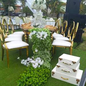 Sedia con schienale rotondo in acciaio inossidabile di lusso in oro titanio leggero semplice ristorante per matrimoni e <span class=keywords><strong>sala</strong></span> banchetti Hotel sedia da <span class=keywords><strong>tavolo</strong></span> - Product Image 4