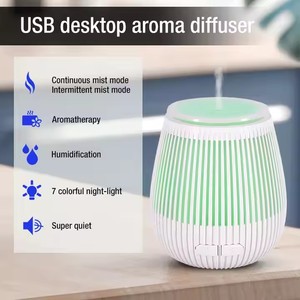 Difusor de aromaterapia USB, mini <span class=keywords><strong>humidificador</strong></span> blanco portátil, refresco de aire, interruptor de seguridad de apagado automático, 7 luces LED - Product Image 3