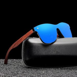 Custom Hot Selling Polarized Square Wood Sunglasses Colorful Mirror Lens Natural Wooden Sunglasses <b>Men</b> - Product Image 1