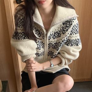 Cardigan en tricot jacquard à fermeture éclair Fair Island, nouvelle collection automne/hiver 2025, haut <span class=keywords><strong>chic</strong></span> vintage pour Noël - Product Image 6