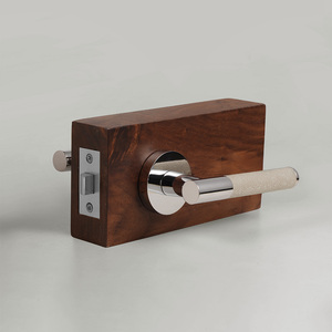 Poignée de porte haut de gamme en cuir chromé brillant PVD, levier en laiton massif pour villa de luxe, hôtel, serrure de porte intérieure en bois - Product Image 6