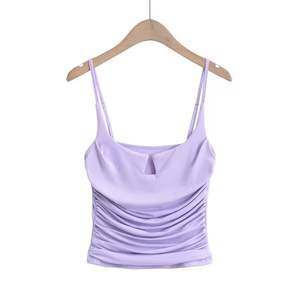 Haut bustier en dentelle florale pour femme, avec taille froncée, sans couture, à bretelles, style débardeur court, coupe ample, idéal pour les soirées. - Product Image 4