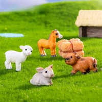 Miniature en résine d'animaux de ferme (agneau, poney, yack, lapin) pour terrarium de mousse, table de sable rurale et décoration de micro-paysage