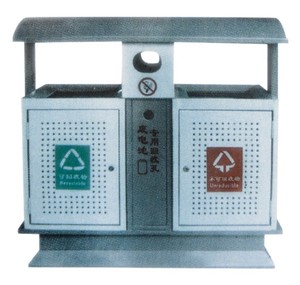 Outdoor public 2 compartment recycling stainless steel waste bin garbage trash bin rubbish bin garbage