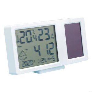 Wholesale Desktop Temperature <b>Humidity</b> <b>Meter</b> with LCD Screen Time Date Week Display Indoor Thermometers Hygrometer Solar Powered - Product Image 4