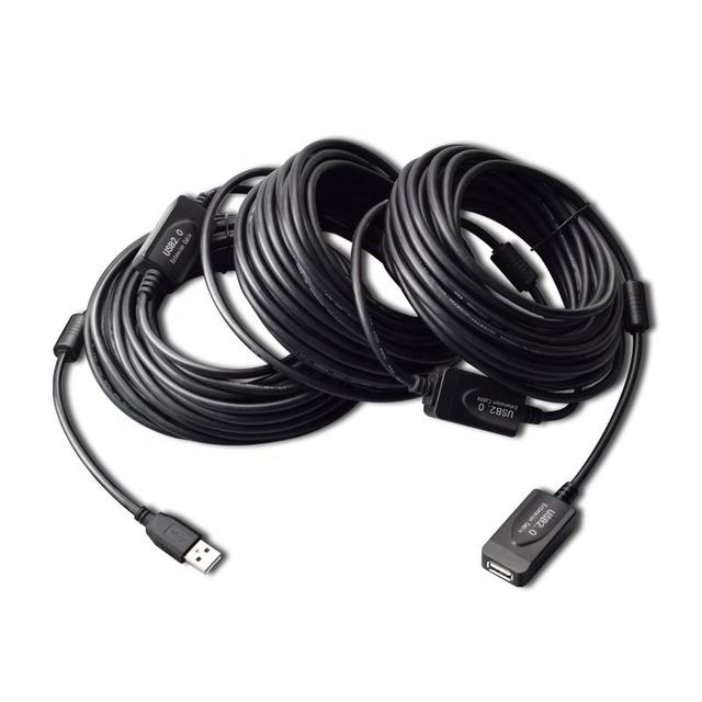 Black 10m 20m Usb2.0 Shielded Extension Extender Cable 10m USB Male to Female Signal Amplification Extension Cable with Ic