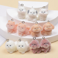 Pendentifs en peluche et résine pour animaux de compagnie, série chiens de dessin animé, pour coques de téléphone, breloques de sac, accessoires de décoration à suspendre DIY, petits jouets pour animaux