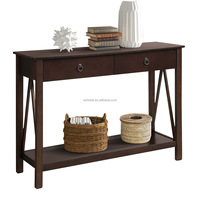 Console en bois massif antique avec 2 tiroirs, élégante table de rangement pour entrée, salon, appartement et hôtel