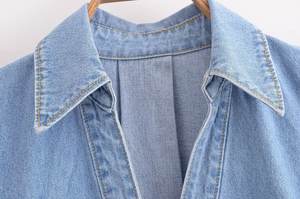 ツーピースファッションカジュアルジョーカーデニム生地ワイドスリーブデザインルーズシャツ + カジュアルデニムワイドレッグパンツスーツ2025年セット - Product Image 3