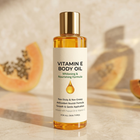 Huile de massage à la papaye en marque propre, extrait de fruits frais, vitamine E, texture légère non grasse pour une nutrition et une hydratation quotidiennes
