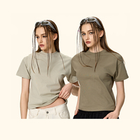 Top de Verano de Alta Calidad para Mujer, Estilo Vintage, Tejido de Punto, 100% Algodón, Estampado Serigrafiado, Tela Ecológica, Cuello Redondo, Manga Corta, 240g