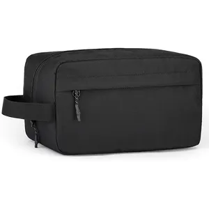 black waterproof nylon small dopp kit shaving travel bag toiletry bag for mens