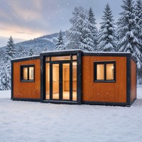 Casa Contenedor Expandible de Doble Ala, Plegable, Prefabricada, con Acabado de Madera, Casa Móvil, Casa Contenedor Expandible Prefabricada