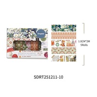 Ruban Washi à motifs floraux anglais style rétro vintage, multi-motifs, pour les amateurs de journaux, la décoration de collages DIY et la papeterie