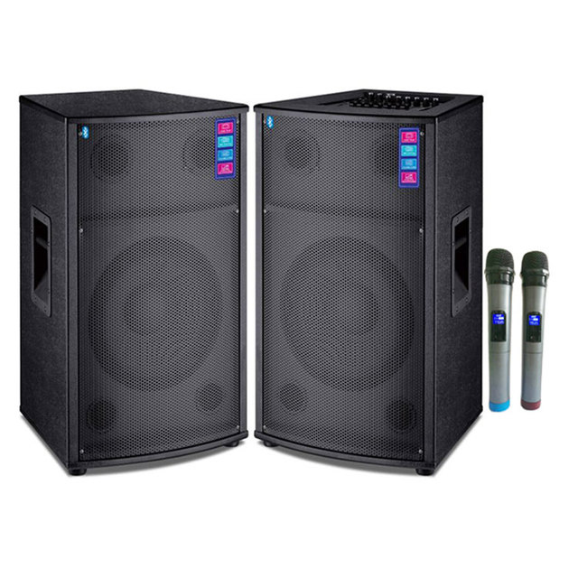 Big Amplifier Good Sound Active Karaoke Speakers Pair 12Inch Professional Speaker With BT/FM/USB/SD/TWO Wireless MIC