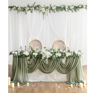 ستارة شيفون رومانسية شفافة لحفلات الزفاف وحفلات أعياد الميلاد الخارجية، ستارة من البوليستر الشفاف - Product Image 2