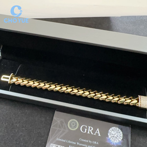 VVS Moissanite Diamond 12MM Iced Out Cuban Link Chain Buss <b>Down</b> Hip Hop Jewelry Plain Cuban Link Bracelet 925 Sterling Silver - Product Image 1