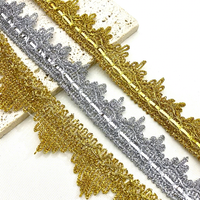 ERKOUMI Tissu en dentelle à sequins triangulaires floraux métalliques écologiques, ruban en dentelle pour accessoires décoratifs de vêtements et de projets DIY