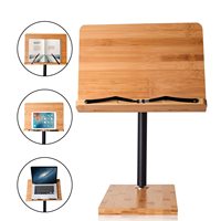 Combohome support de livre de grande taille réglable en hauteur support de livre en bois de bambou support de livre de cuisine pour la lecture main libre