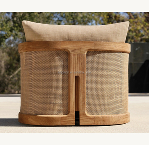 Chaises longues contemporaines en teck avec coussin épais pour mobilier d'extérieur de piscine - Product Image 5