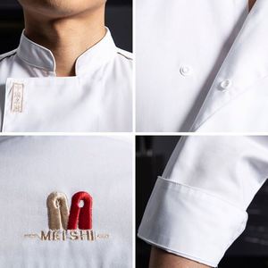 Jacket Stamps Unisex All-season Custom Logo Nontoxic Chef Uniform Work Coat for Restaurant Cooking Bartender Chef - Product Image 2