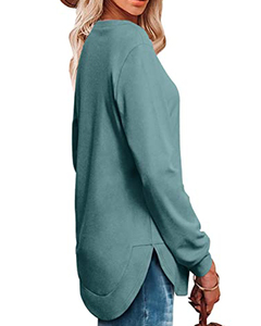 Automne/hiver 2025 nouveau doux solide ample décontracté Street Style soeurs femmes Vintage col rond surdimensionné chemise à manches longues - Product Image 4
