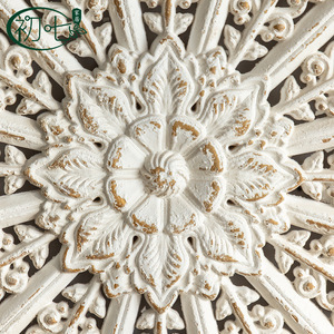 Décoration murale en bois creux de style américain, design floral circulaire, couleur rétro, pour entrée et décoration intérieure - Product Image 4