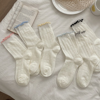 Chaussettes mi-longues en coton pour enfants, style fin d'été, respirantes, à œillets, ventilation, bas longs pour filles, bas en pile